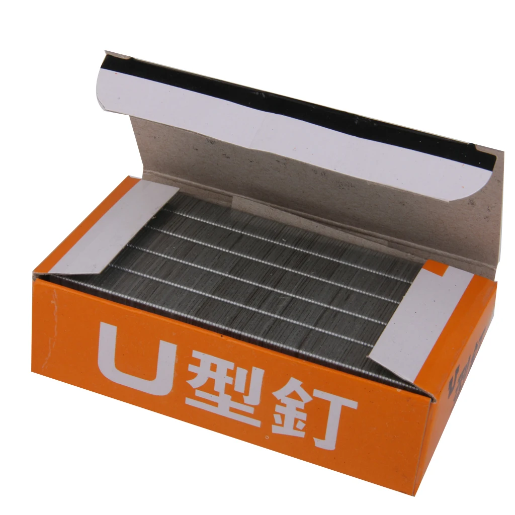 2400pcs 8mm U Shape Staples Metal Nails DIY Upholstery Fabrics Stapler Tacker Shooter Staples For Installing Carpet Fencing