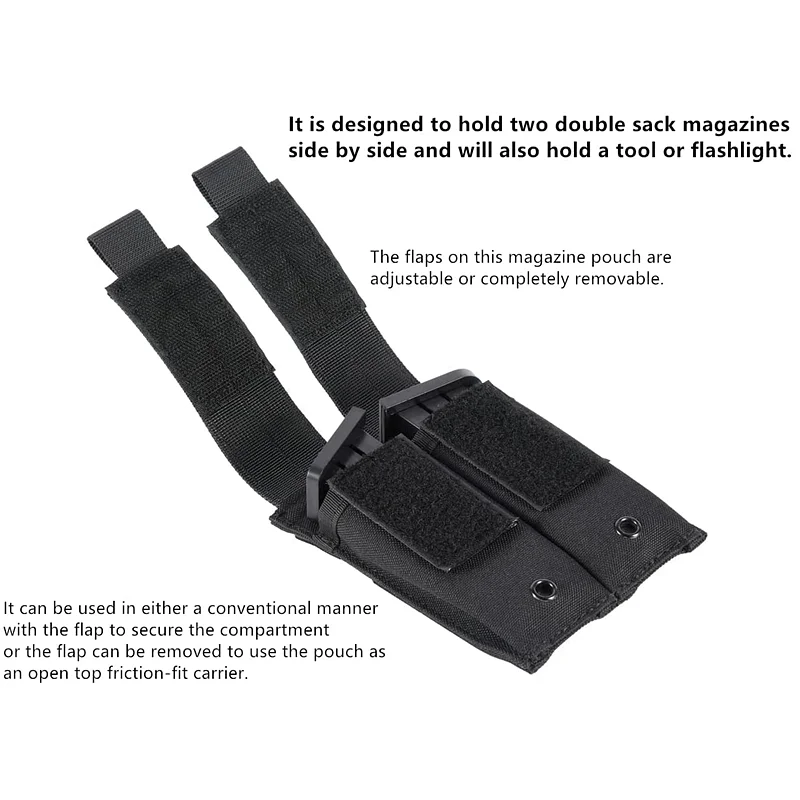 New Molle Double Pistol Mag Pouch Single Double Stack Magazine for 9mm/.40 Calibers Gl 17 S&W M&P Sig 226 / 229 1911