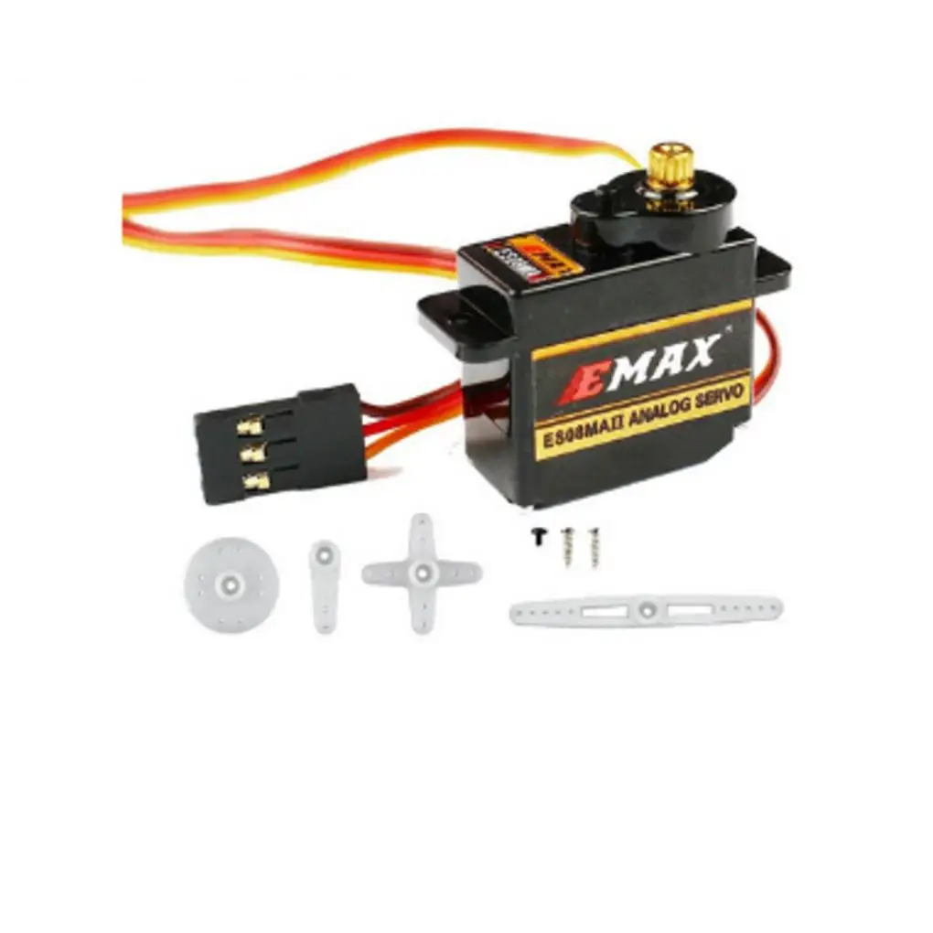EMAX เซอร์โวแบบแอนะล็อกเกียร์โลหะ ES08MA EMX-SV-0275 II 12G สำหรับ RC หุ่นยนต์เครื่องบินควบคุมวิทยุ RC