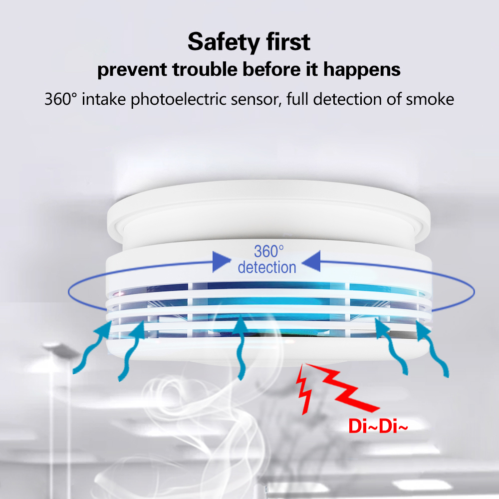 Independent Smoke Detector Sensor Fire Alarm Home Security System Firefighters Tuya WiFi Smoke Alarm Fire Protection