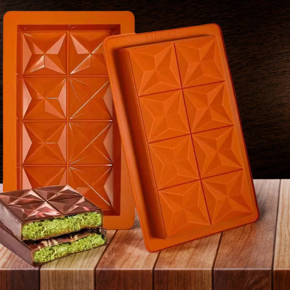 Molde de barra de chocolate profundo com 10 sacos, molde grosso de chocolate dubai para enchimento de barra de pelúcia, pistache, quebrar a barra de chocolate