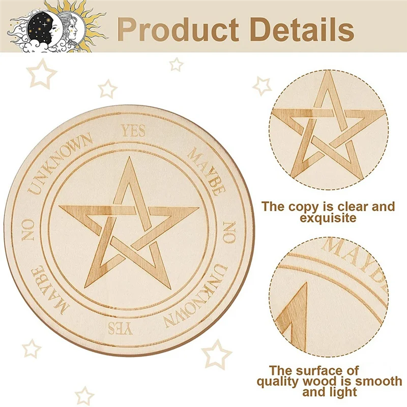 Papan Pendulum FX-Star untuk Ramalan Dowsing, Papan Pesan Metafisik dari Kayu dengan Kalung, Mudah Dipasang