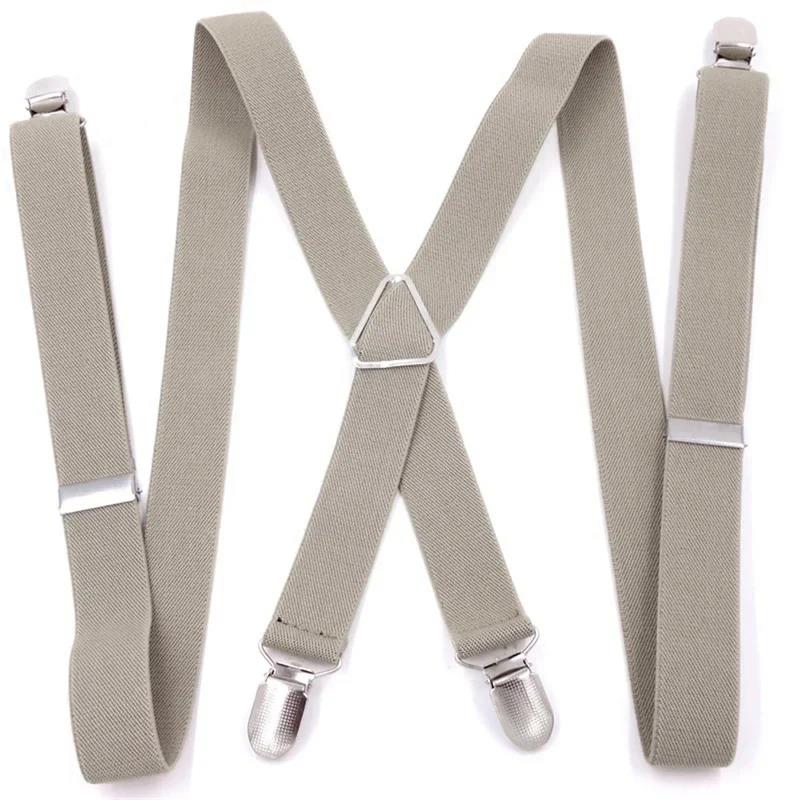 Creative Adjustable Suspenders For Men Women X Back Elastic Pants Braces 2 5CM Width 4 Clip Design Fashion Accessory