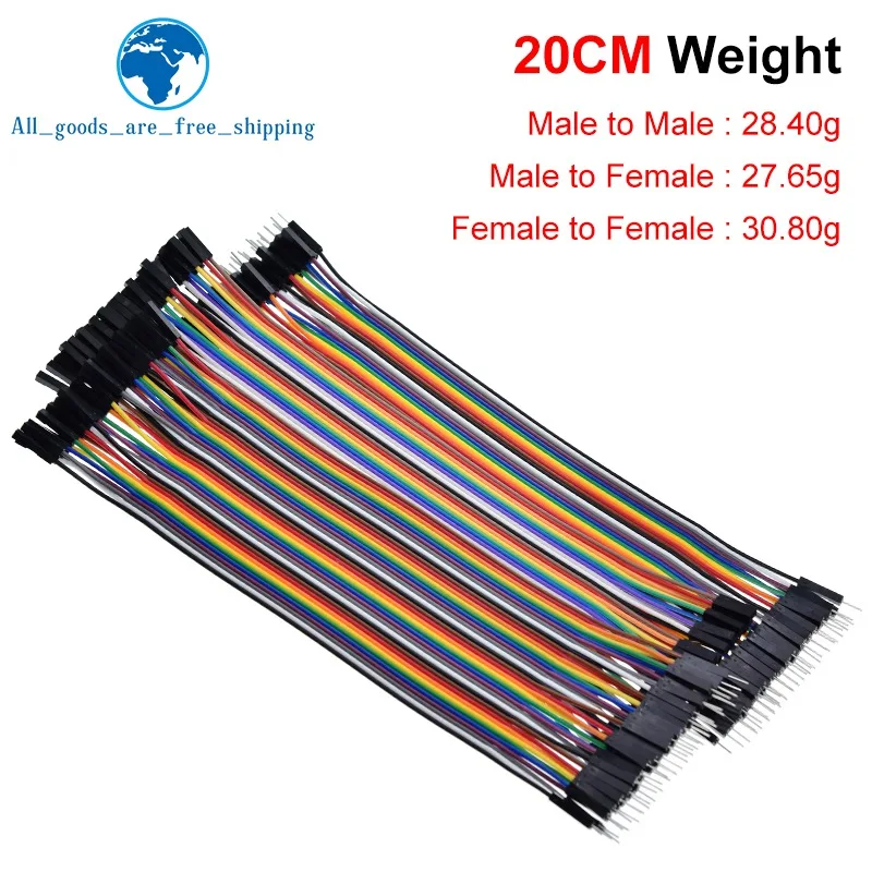 TZT línea Dupont 10CM 20CM 30CM 40Pin macho a macho + macho a hembra y hembra a hembra Cable de puente Dupont para Arduino