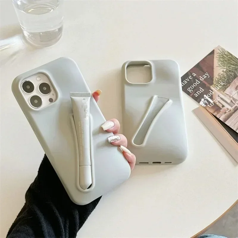 Lipstick Make-up Soft Silicone Phone Case for IPhone 16 14 15 Pro Max X Xs XR 11 13 12 Portable Lip Gloss Cover