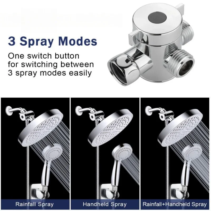 ปรับ 3 WAY หัวฝักบัววาล์วเปลี่ยนทิศทางทองเหลือง/ABS 3 โหมดอะแดปเตอร์ G1/2 "ขั้วต่อหัวก๊อกน้ําอุปกรณ์ห้องน้ํา