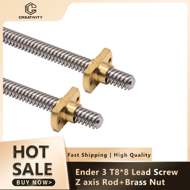 T8 * 8 Ender 3 tornillo de avance varilla del eje Z + tuercas de latón plomo 8MM 365/399/400MM para Ender-3 Ender-3 V2 Ender 6 CR-10S CR-10 V2 CR-6 SE I3