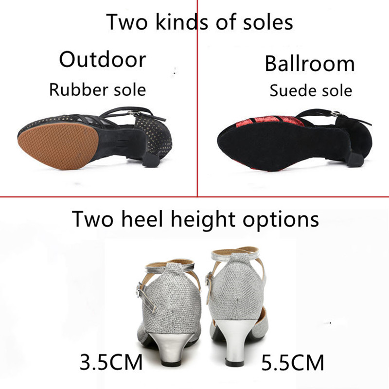 Latin Dance Schuhe Für Frauen Pailletten Erwachsene Weibliche Sandalen Weiche Sohle Indoor Ballsaal Tango Schuh Closed Toe Salsa Tanzen Schuhe
