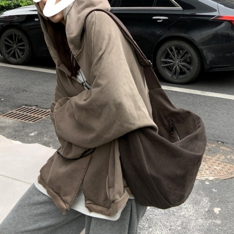 Винтажная женская сумка, большая вместительная сумка на плечо, однотонная простая повседневная сумка, сумки в стиле ретро