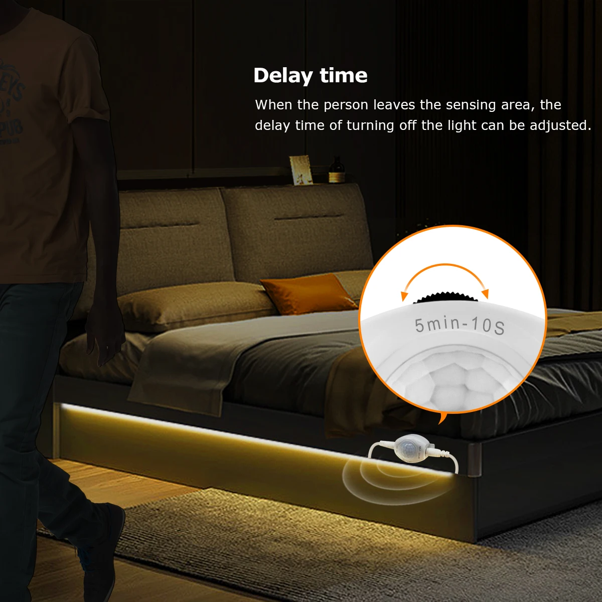 Striscia LED con sensore di movimento PIR intelligente USB 5V ON/OFF automatico 60 led/M impermeabile per cucina, scale, corrdior, illuminazione notturna per camera da letto