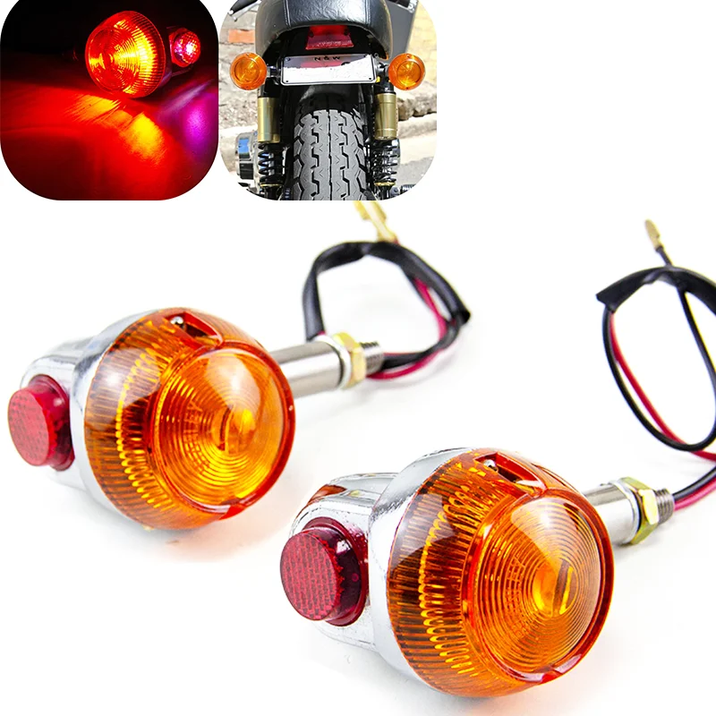 2 buah bohlam motor lampu sinyal belok strobo lampu sorot kafe pembalap lampu indikator kuning untuk Suzuki Gt380 Gt550 Gt750