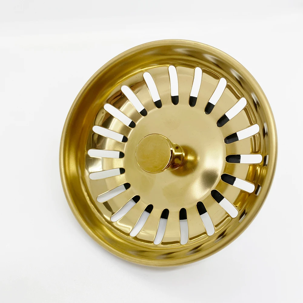 Colador de fregadero de cocina dorado, tapón de drenaje, filtro de cesta de drenaje, calidad SUS 304, Kit de cuenco de residuos de cocina duradero, reemplazo de accesorios de lavabo