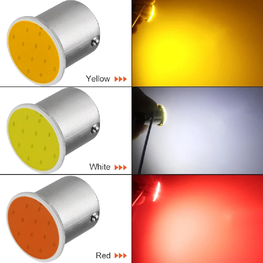 1/4/10 PCS P21W 1156 BA15S 1157 BAY15D COB หลอดไฟ LED เลี้ยวไฟสัญญาณ 12V 7000K สีขาวรถสํารองที่จอดรถเบรคโคมไฟ