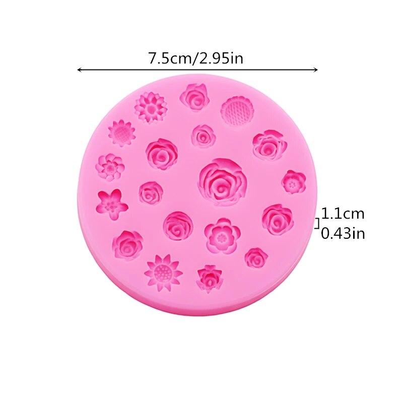 Molde de silicona con flores, funda de teléfono de resina con flores, cuerda para la cabeza, tarjeta para el pelo, accesorios de joyería, molde de silicona para pastel de Chocolate con flores