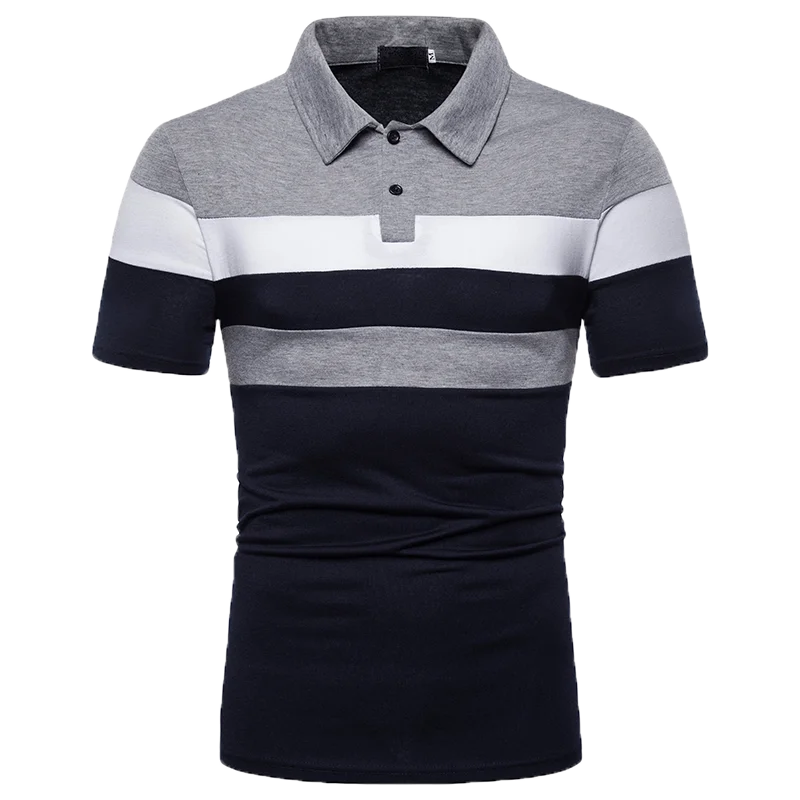 2025 Novo top masculino de bloco de cores para comércio exterior, polo masculino sazonal