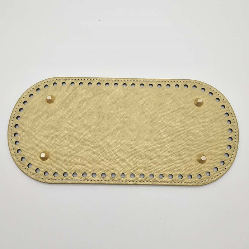 Fond Long 22x10cm pour sac tricoté, Base de sac en cuir PU, fond fait à la main avec trous, accessoires de fond de sac en Crochet pour bricolage