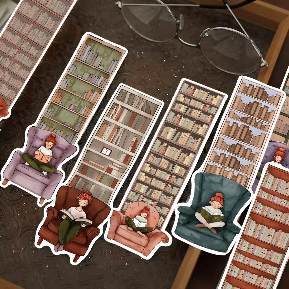 30/60 Uds. Marcapáginas de lectura de estantería, decoración de papel de lectura, equipaje DIY, papelería para estudiantes, marcapáginas de regalo estético para estudiantes