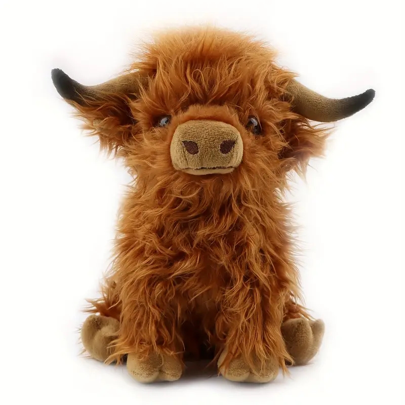 30 cm Simulation Kyloe Creme Highland Kuh Tier Plüsch Puppe Weiche Angefüllte Highland Kuh Cattlle Plüschtier Geschenk für Kinder Jungen Mädchen
