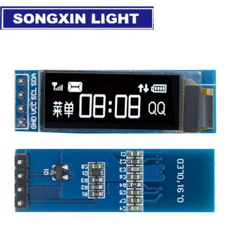 0.91 インチ OLED モジュール白/青/黄色 128X32 OLED LCD LED ディスプレイモジュール 0.91 "IIC 通信 Arduino ROHS 認証