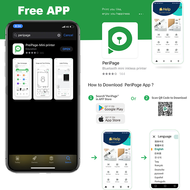 Peripage-ミニポケットフォトプリンター,粘着性,サーマル,ポータブル,ワイヤレス,ラベル作成,a6