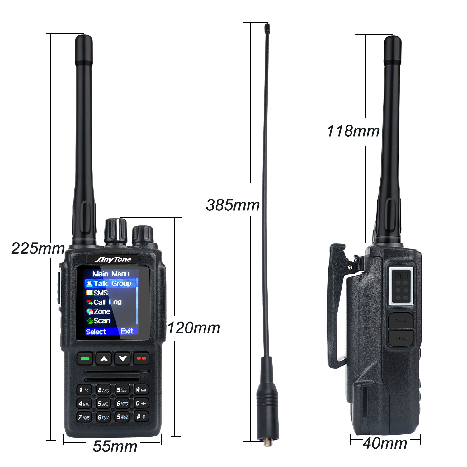 Walkie talkie ANYTONE AT-D168UV banda dupla VHF 5W/UHF 4W Digital DMR AES256 criptografia amador rádio em dois sentidos com bateria USB-C