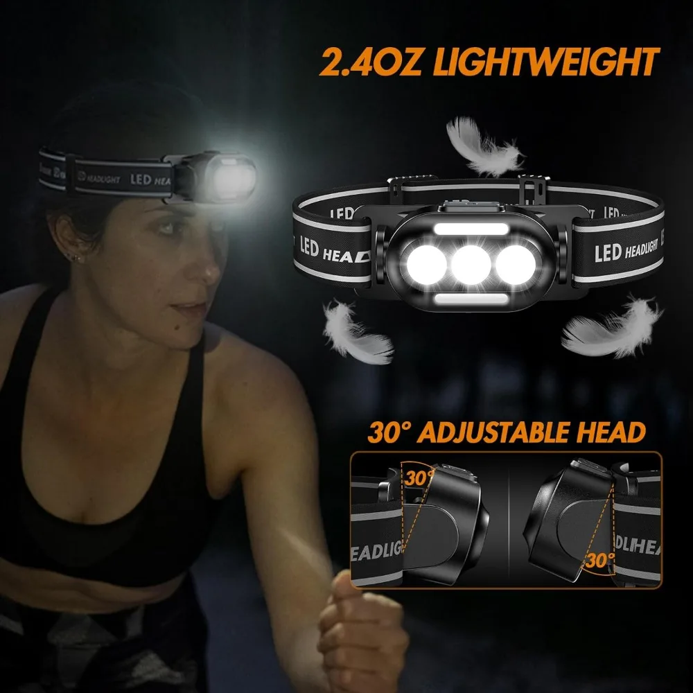 Ultra Helle USB Aufladbare Scheinwerfer Led Kopf Taschenlampe Mit Weiß Rot Blau Kopf Lampe IPX4 Wasserdichte Scheinwerfer Kopf Licht