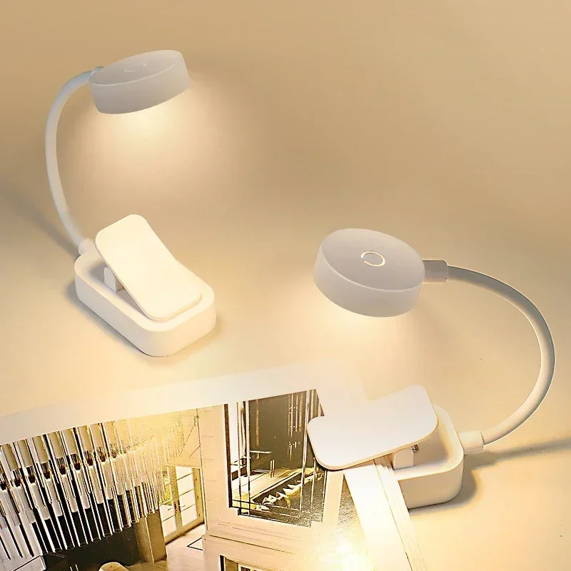 โคมไฟหนีบหนังสือขนาดเล็ก โคมไฟตั้งโต๊ะ LED ป้องกันสายตา 3 สี ใช้พลังงานจากแบตเตอรี่ ไฟกลางคืนแบบพกพา ไฟอ่านหนังสือข้างเตียงสำหรับนักเรียน