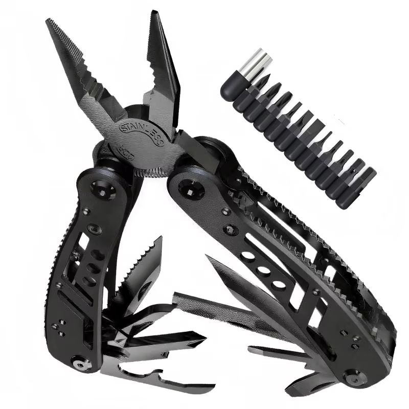 Destornillador multiherramienta 24 en 1 de acero inoxidable, herramienta plegable cortadora portátil para acampar, cazar, actividades al aire libre, alta calidad G