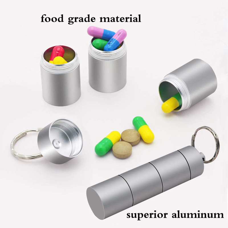 ミニポータブルアルミ防水ピルボックスケース密封された 3 回グリッド 1 日オーガナイザータブレット旅行医学ビタミン魚油