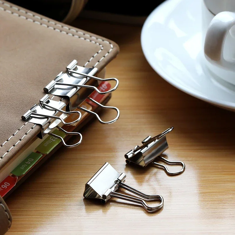 5-30Pcs 바인더 클립 파일 금속 종이 클립 은빛 종이 클립 클램프 15/19/32/40/50mm 편지지 클립 사무실 학교 용품