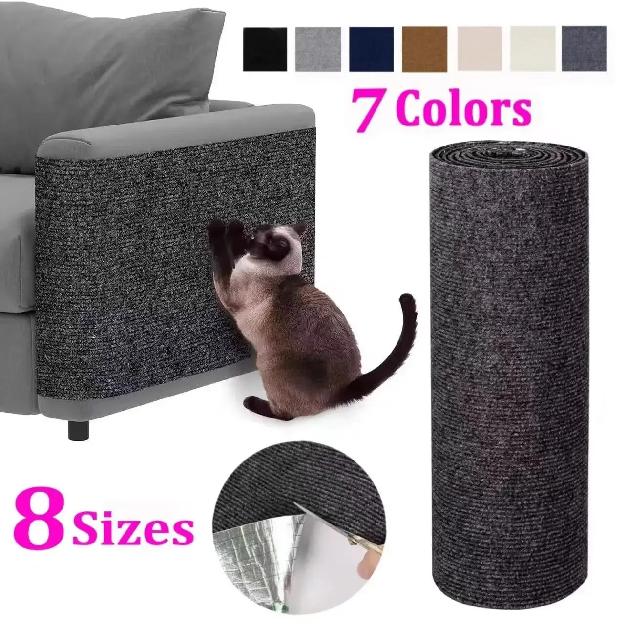 Cat Scratching Mat Self-Adhesive Mat Cat Carpet Trimmable Cat Scratching Post Carpet, Cat Scratch Furniture Protector Cat Toys