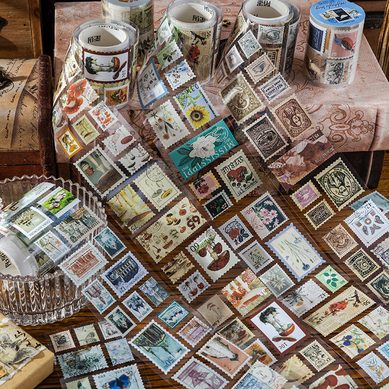 ヴィンテージナチュラル郵便局マスキング和紙テープレトロスタンプ装飾粘着テープ Diy スクラップブッキングステッカーラベル文具