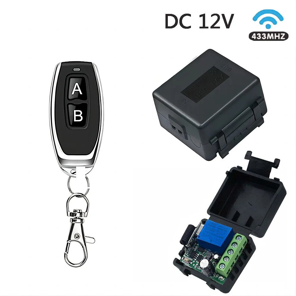 Interruptor sem fio de controle remoto rf 433mhz, receptor de relé dc 12v 1ch 10a e transmissor 2ch para fechadura eletromagnética de porta