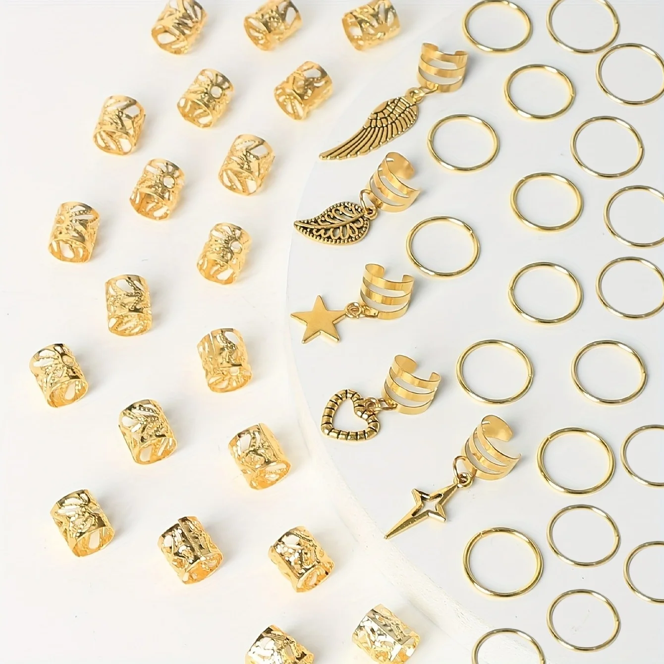 45 個合金三つ編みヘアリングドレッドヘアリング - ヒッピースタイルのヘアアクセサリー Loc ヘアジュエリー三つ編み用女の子と女性用