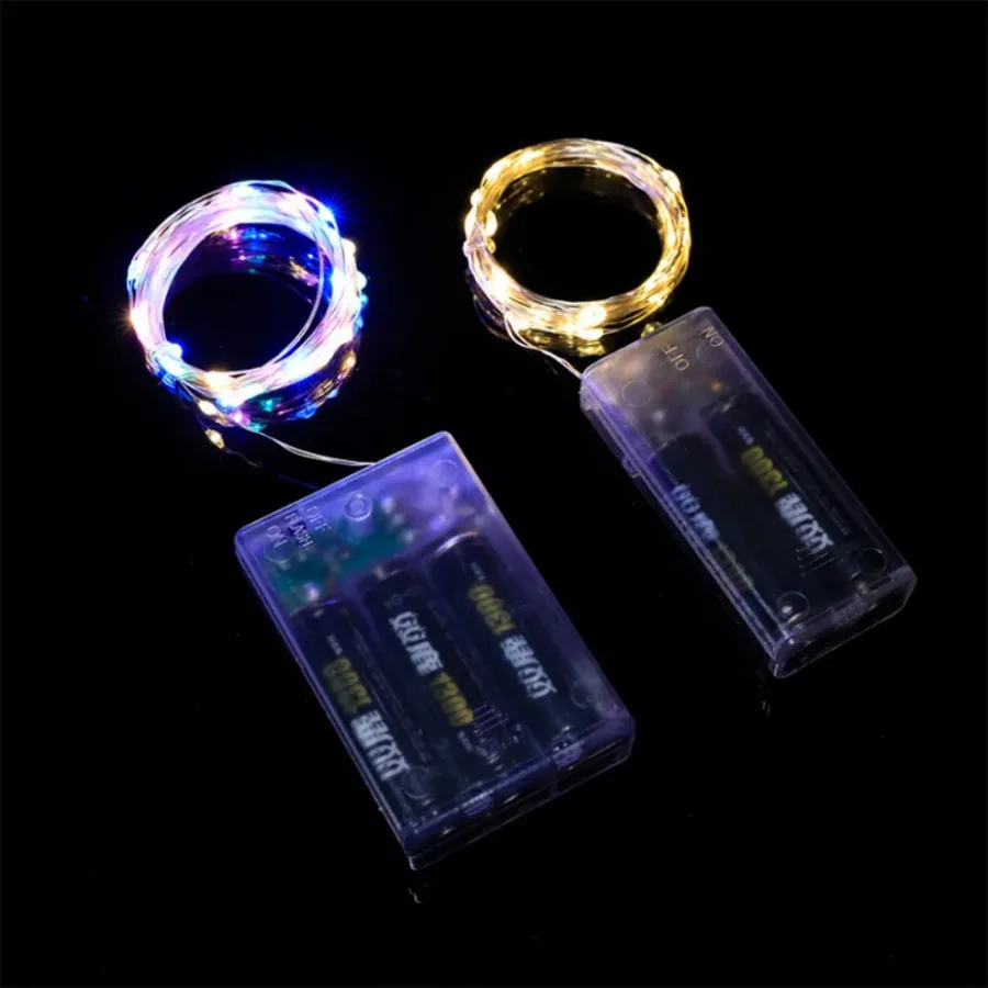 10/20/30M ไฟ Fairy ทองแดงลวดเงินกล่องแบตเตอรี่ไฟ LED String สําหรับคริสต์มาสห้องนอนงานแต่งงานตกแต่งของขวัญ
