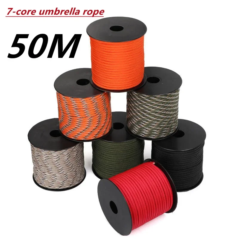 50 M 1 Roll4 Mm 7 nuclei di supporto Paracord per sopravvivenza Cavo per paracadute Cordino da campeggio Arrampicata Corda da campeggio Trekking Stendibiancheria