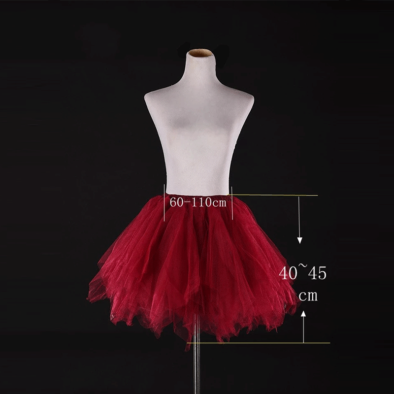 Accessori da sposa in tulle Sottoveste Abito corto sottoveste Tutù rosso e bianco Gonna gonfia Crinolina rockabilly per ragazza