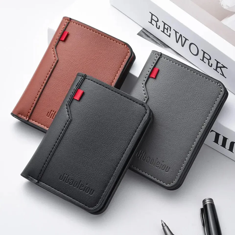 Mini billetera ultrafina de cuero PU suave para tarjetas de crédito, billetera corta Vertical de alta calidad, 1 ud.