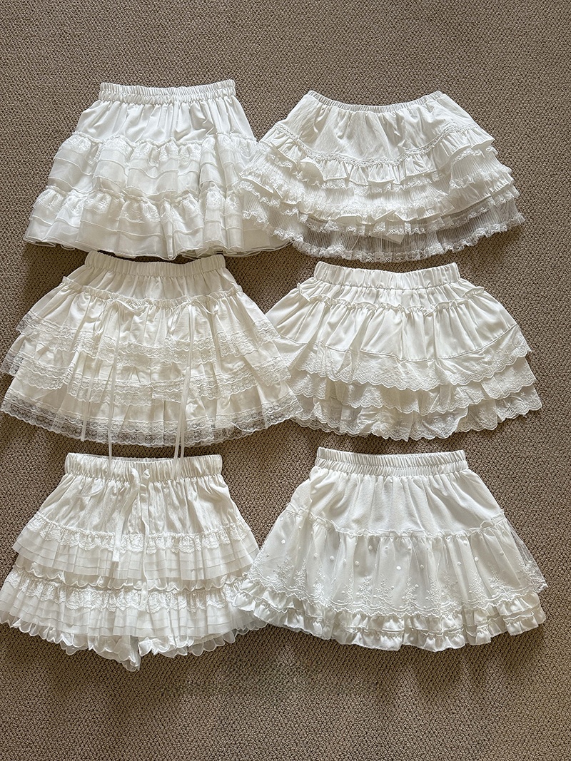 Sweet ort Lace Skirt White Puffy Ballet Sle f-length Girls'  Skirt High Waist A-line Skirt Polyester Blend Casual ...