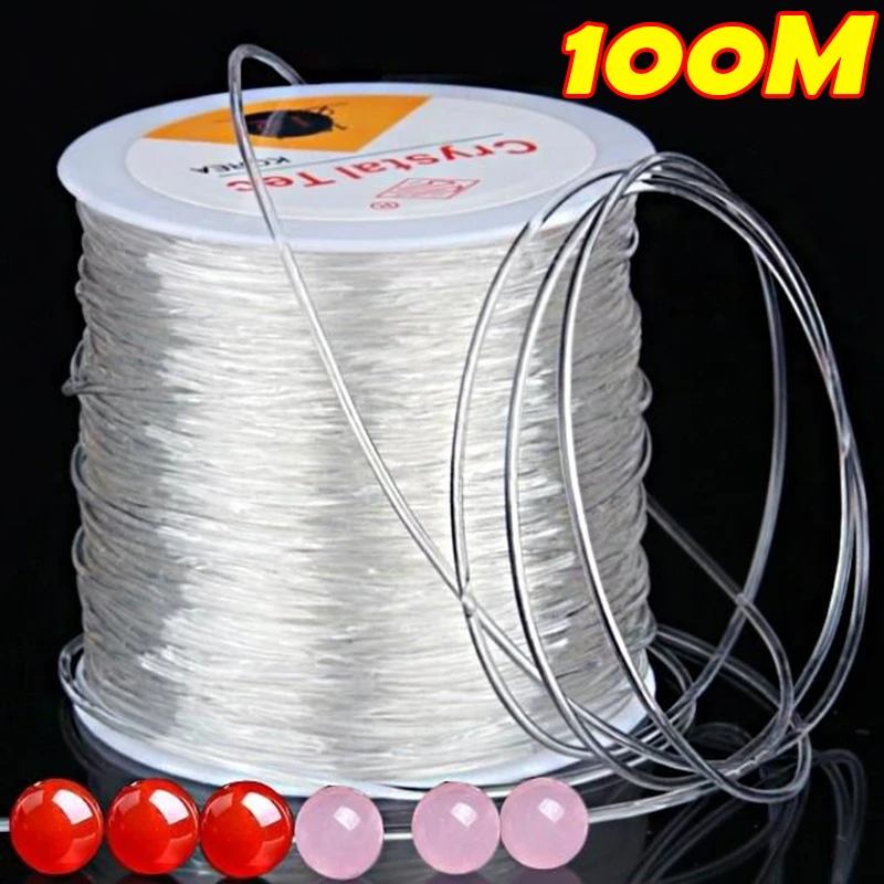 100m/rolo forte elástico cristal miçangas cabo 1mm para pulseiras estiramento fio corda colar diy jóias fazendo cabos linha