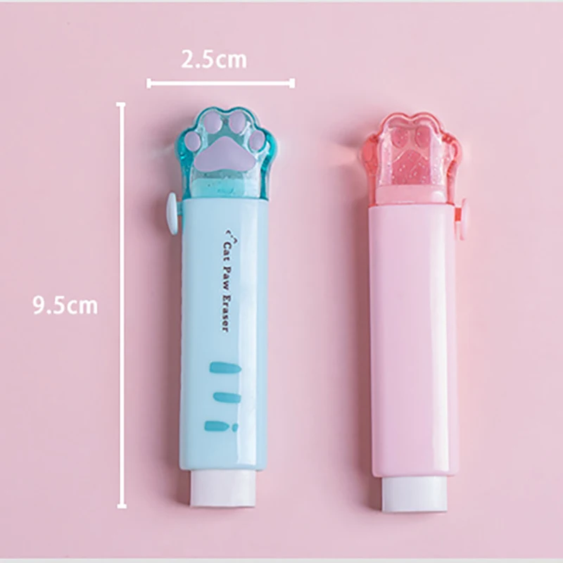 1 pçs kawaii push-pull design gato pata borracha borrachas estudante ferramenta de correção crianças escola material de escritório presente criativo papelaria