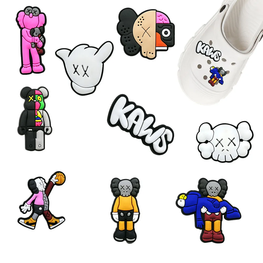 1-9 Uds. MINISO gran oferta serie de osos de dibujos animados accesorios de zapatos de PVC DIY decoraciones de zapatos de PVC impermeables desmontables regalos para niños
