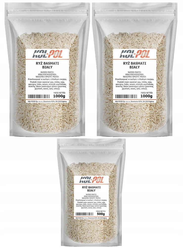 RYŻ BASMATI 2,5kg Naturalny biały ryż długoziarnisty wysoka jakość Kol-Pol