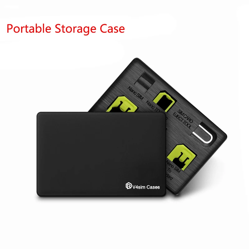 SIMカードアダプターセットと電話ピン付きナノケース,薄いクレジットカードサイズ,財布,収納ケース