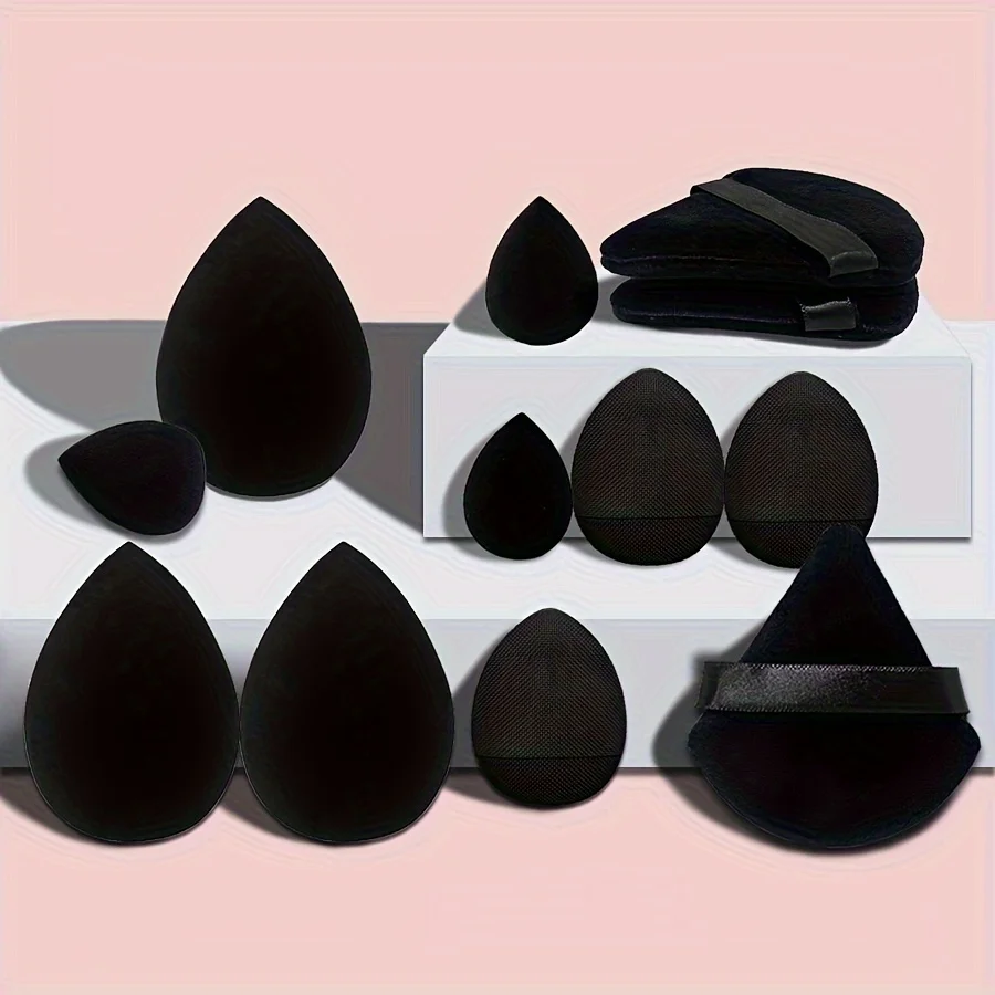 Juego de esponjas de maquillaje profesional de 12 piezas: herramientas suaves y multiusos para una aplicación perfecta de base, polvo y colorete