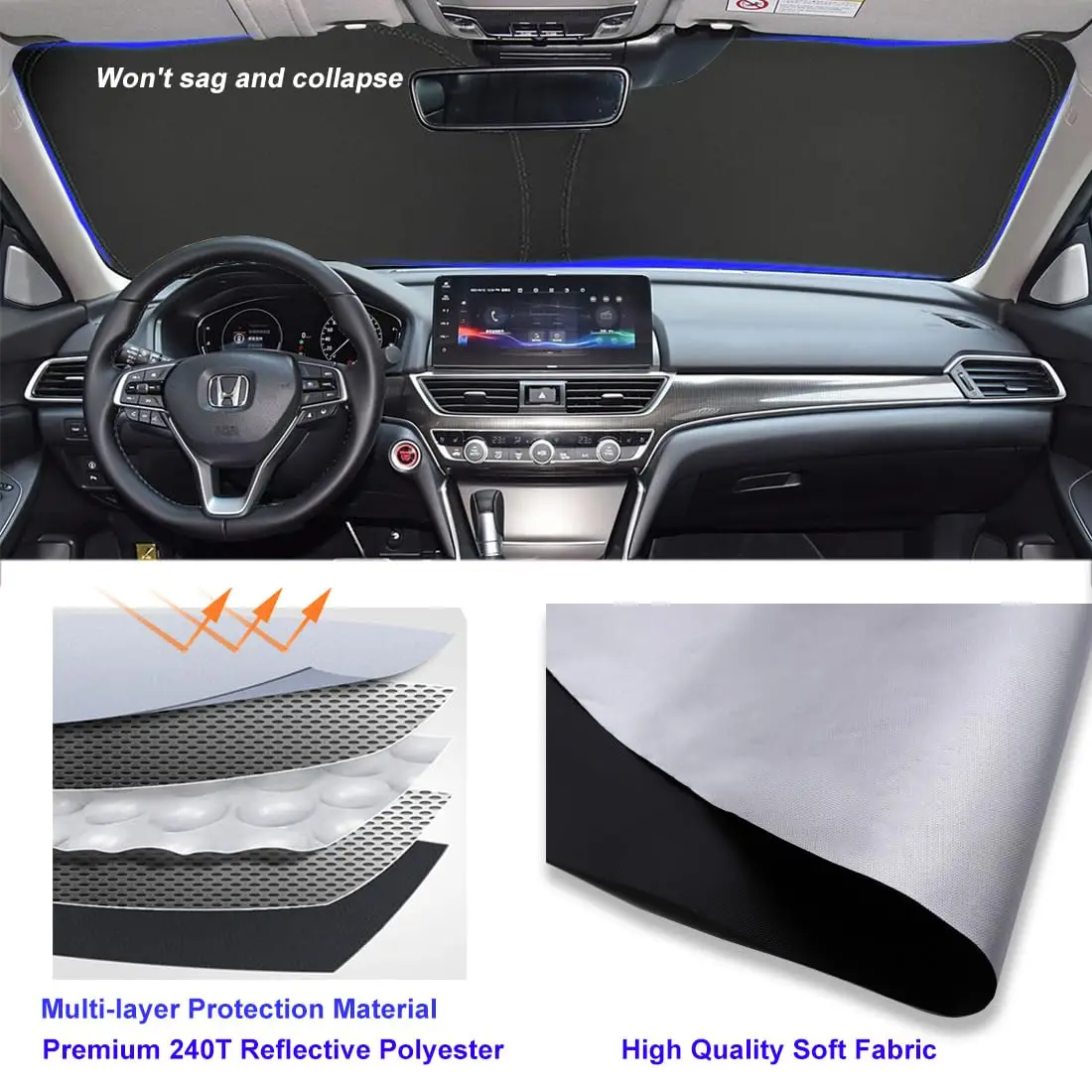 Parasole per auto Riflessione UV Parabrezza Ombrello Parasole anteriore Parasole Pieghevole Protezione estiva Seggiolino auto Isolamento termico