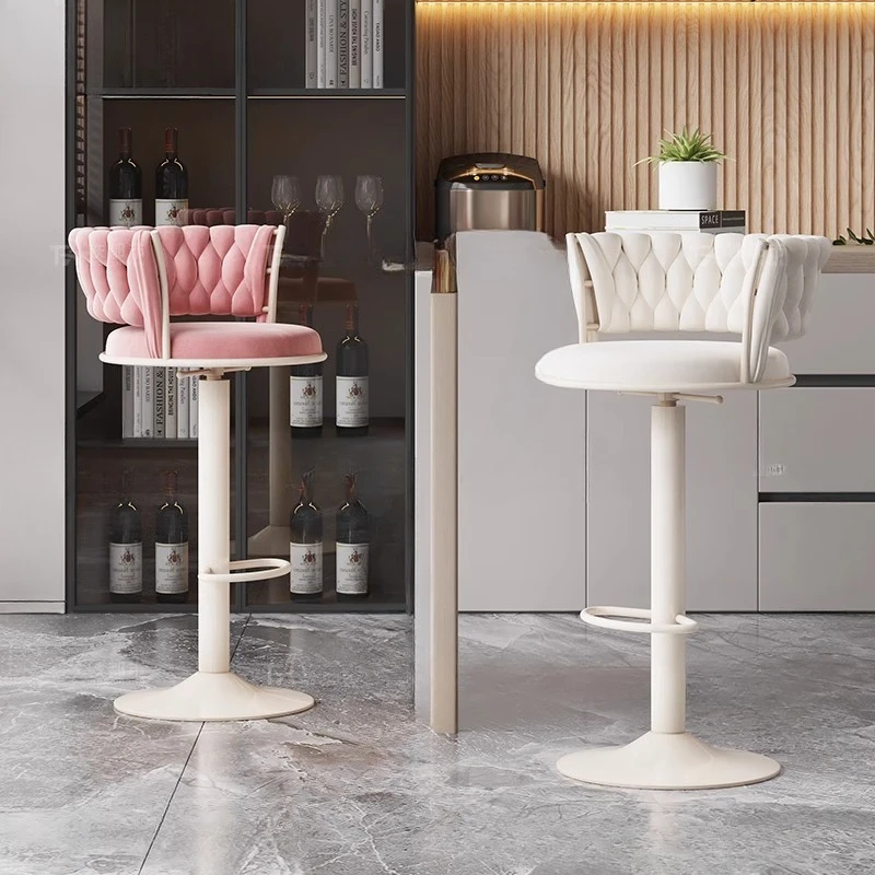 Bar Chair Rotating Lifting Light Luxury Backrest High-quality Front Desk Cashier Household Round High Stool
