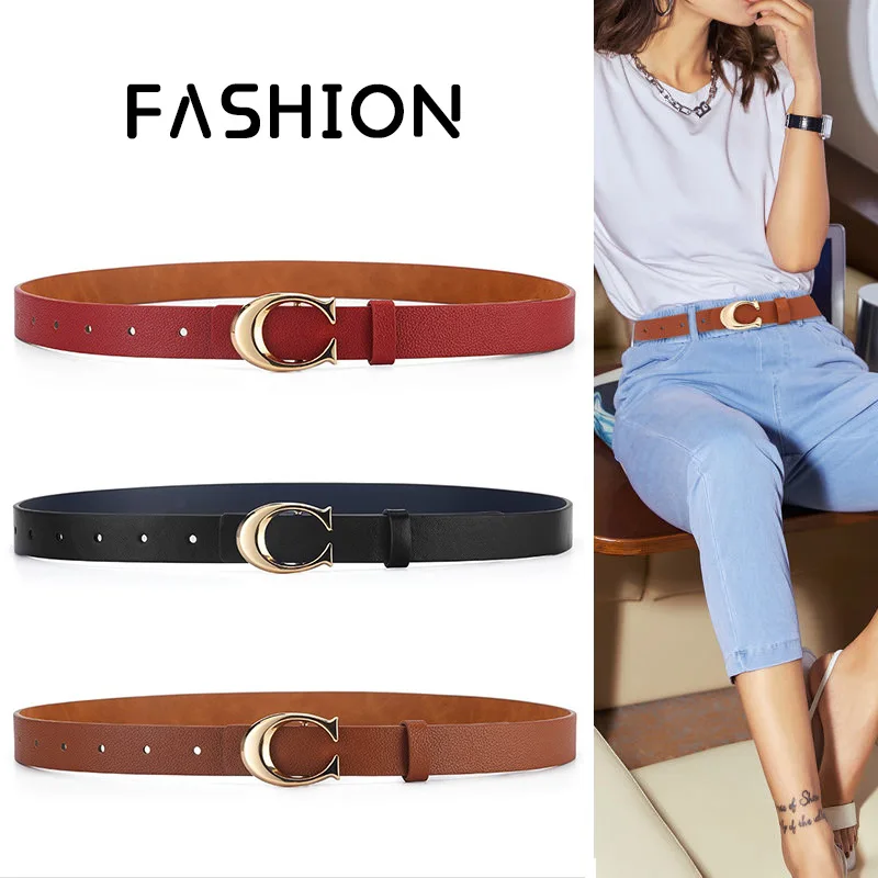 Novo cinto casual vintage feminino moda fivela de metal couro do plutônio cinto fino versátil diário jeans decoração cinto