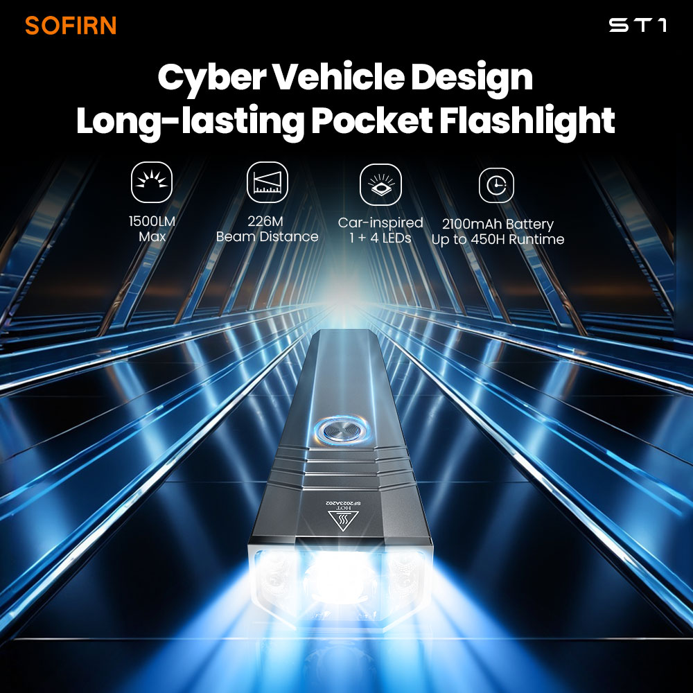 SOFIRN ST1 1500Lm Карманный фонарик 226 м USB C Перезаряжаемый фонарь EDC SFT25R 6000K IPX7 Водонепроницаемый фонарик для кемпинга