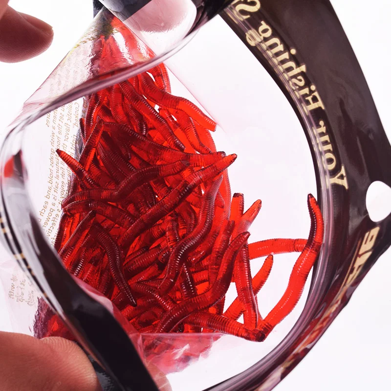 50 Hoặc 100 Chiếc Giun Đỏ Mềm Dụ Sống Động Như Thật Giun Đất Mùi Cá Dẻo Silicone Mồi Nhân Tạo Tôm Phụ Gia Cá Chép Câu Cá Bass giải Quyết